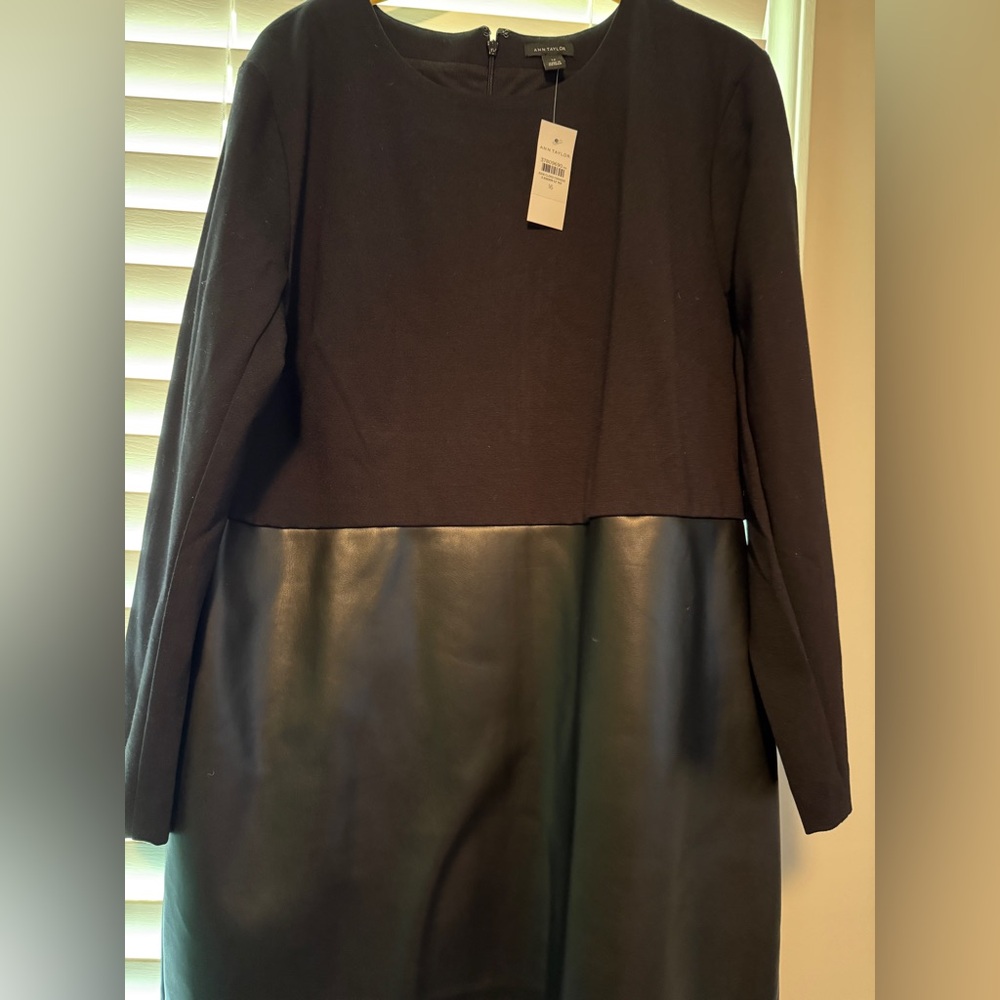 Ann Taylor Black Long Sleeve Dress with Zip Back